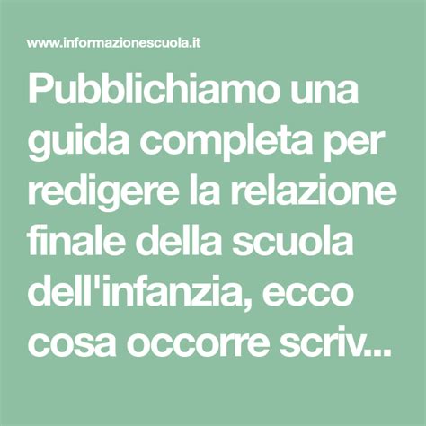 Relazione Finale Sezione 5 anni (Scuola Infanzia) 